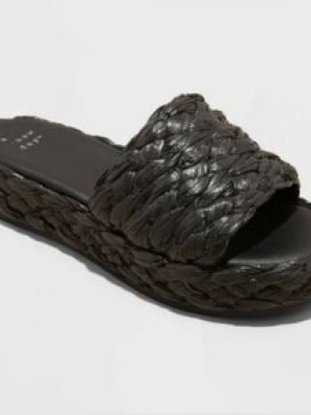 Black Woven Slide Sandals